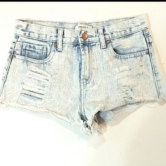Forever 21 Acid wash distressed shorts sz 25 - Picture 1 of 5